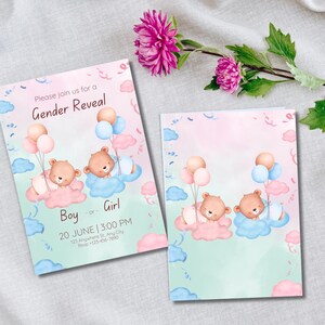 Pink or Blue Invitation, Gender Reveal Invite, Baby Event Card, Digital Party Invitation, Shower Announcement, Baby Shower Card