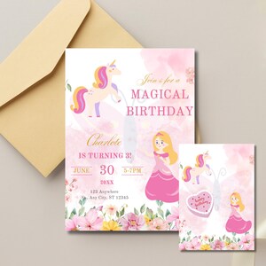 Magical Unicorn Birthday Invitation, Magical Party Invite, Unicorn Bash Invite, Kid&#39;s Whimsical Party Card, Whimsical Unicorn Party Card