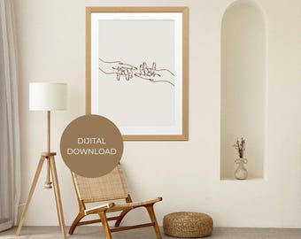 Minimalistische Hände Linie Kunst moderner schwarz-weiß Wanddruck