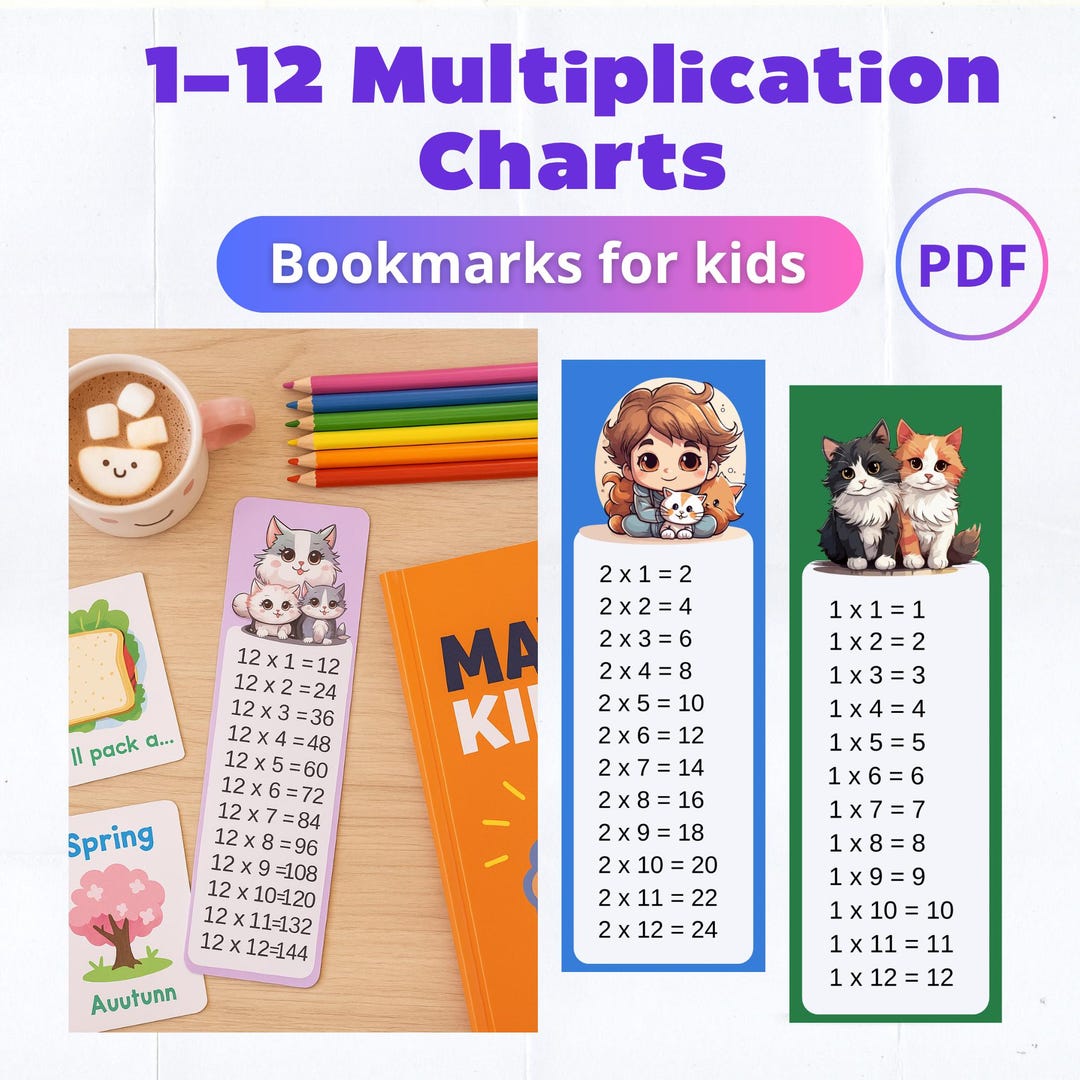 Multiplication Table Bookmarks | Printable Math Bookmarks for Kids ...