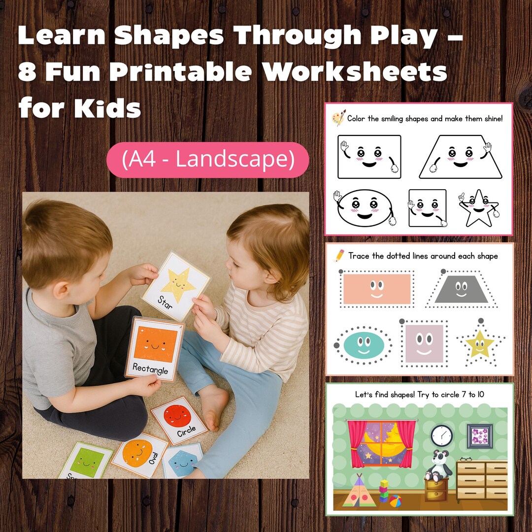 Shape Recognition Worksheets for Kids | Preschool Learning (PDF) - Etsy UK