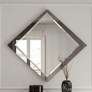 Geometric Deltoid Wall Mirror, Handmade Decorative Square Glass Mirror, Modern Artistic Wall Decor for Living Room or Entryway