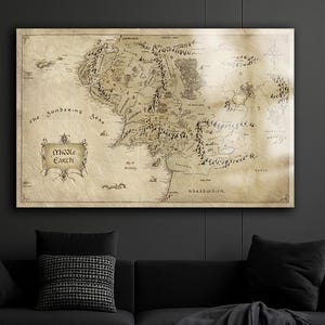 Fantasy World Map Art: Vintage Style Medieval Realm on Glass