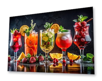 Lebendige Cocktails KitchenGlass Wand Kunst
