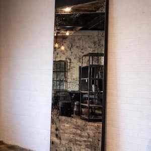 Antikes Distressed Spiegel Set | Schwarzer Rahmen, gealtertes Finish