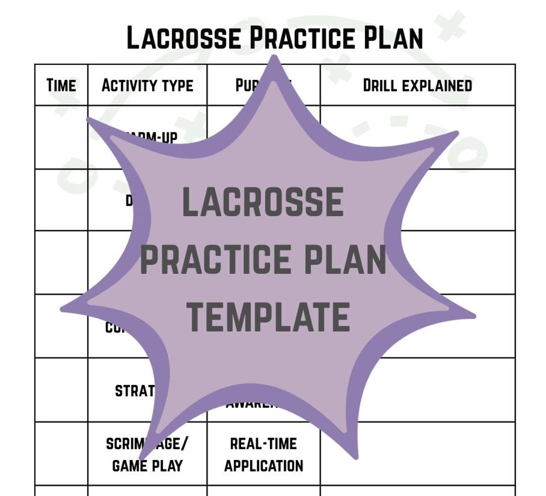 Lacrosse Practice Plan Template (sports Practice Fill In, Downloadable File) - Etsy