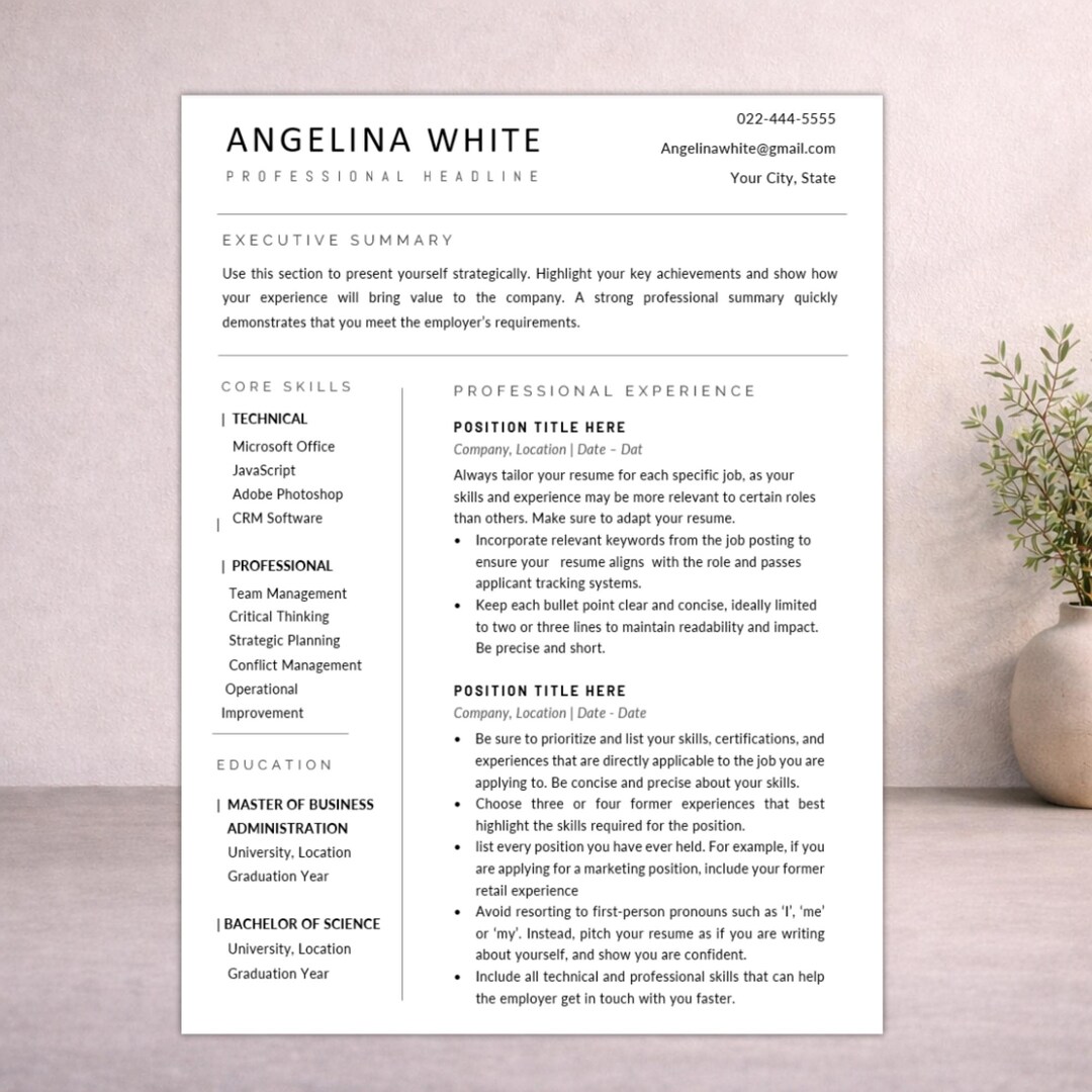 ATS Resume Template for Job Seekers | Professional CV + Cover Letter ...