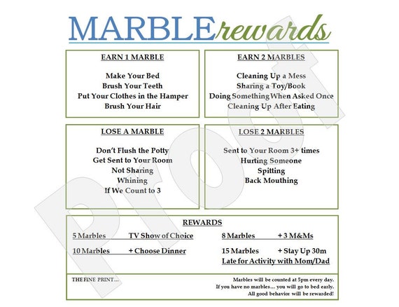 Marble Reward Chart