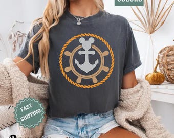 Chemise ancre Mickey nautique Comfort Colors – Haut pour vacances inspiré des croisières Disney, tenue de marin assortie à la famille, t-shirt graphique Ocean Travel