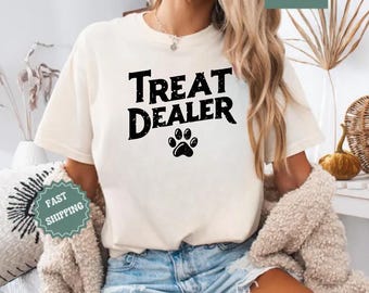 Chemise pour amoureux des chiens avec motif pattes d'oie Comfort Colours Funny Treat Dealer