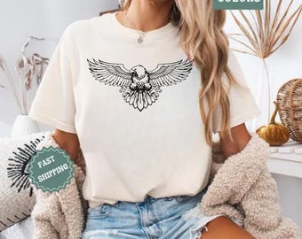 Sweat-shirt à motif aigle Comfort Colors – Pull unisexe nature
