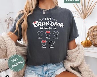Sweatshirt grand-père grand-père Disney personnalisé Comfort Colors | Cadeau de famille avec prénom personnalisé | Pull Mickey Minnie pour grands-parents assorti