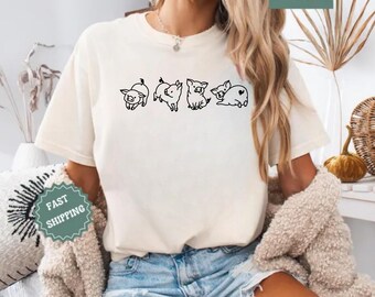 Chemise de cochon minimaliste pour les amoureux des animaux de la ferme dans des couleurs confortables