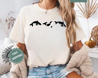 Comfort Colors - Sweatshirt minimaliste Ocean Lover silhouette d'épaulard