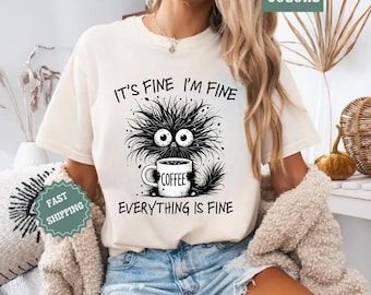 Comfort Colors Funny Coffee Shirt: Tired Monster Graphic Tee
