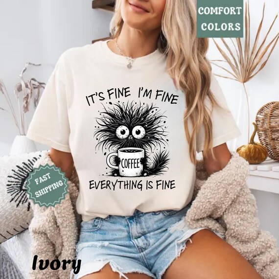 Comfort Colors Funny Coffee Shirt: Tired Monster Graphic Tee