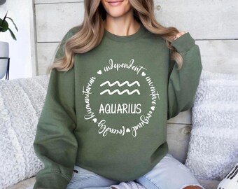 Sweat-shirt du zodiaque Verseau : sweat à capuche astrologie signe astrologique, couleurs confortables