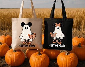 Bolsa de Halloween personalizada: fantasma, calabaza y Mickey Mouse