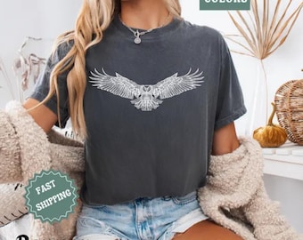 Comfort Colors Hawk Shirt: Boho Bird of Prey Graphic Tee