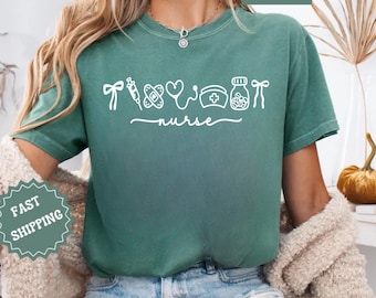 Sweat-shirt t-shirt à dessin au trait minimaliste icônes infirmière confort couleurs