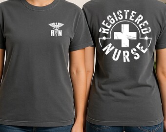 Infirmière autorisée, cercle croisé dans le dos, imprimé t-shirt confortable aux couleurs du dos