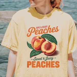 Peach Shirt Peachy TShirt Peachy Farmers Market T Shirt Fruit Graphic Tee Comfort Colors Summer Fresh Fruit Aesthetic Shirt, Peach Shirt