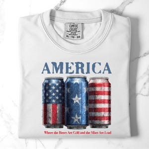 Chemise 4 juillet, bière américaine, chemise USA 4 juillet, 4 juillet, t-shirt jour de l'indépendance, chemise drapeau des États-Unis, couleurs confort, chemise USA