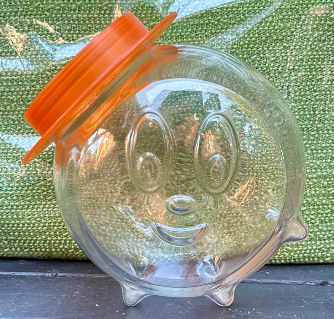 Ancien Bocal à Bonbons Borgonovo Italy – Verre Jaune Vintage – Hauteur 20 Cm