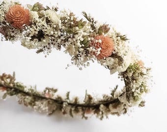 Ivory & Blush Crown // Dried Flower Halo // Flower Crown
