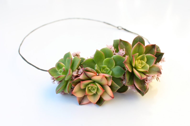 Succulent halo de mariée // Couronne succulente // Couronne de fleurs image 2