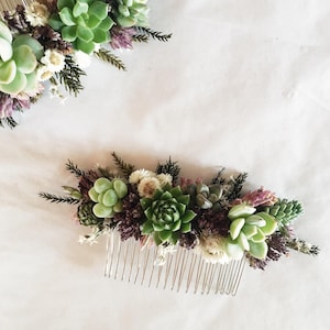 Succulent Hair Comb // Purple & Green