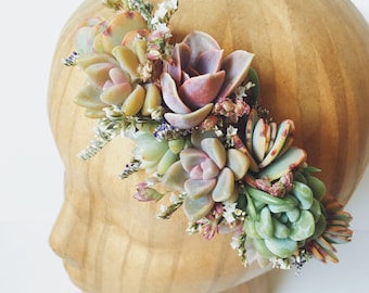 Succulent Bridal Halo // Succulent Crown // Purple and Mint Flower Crown