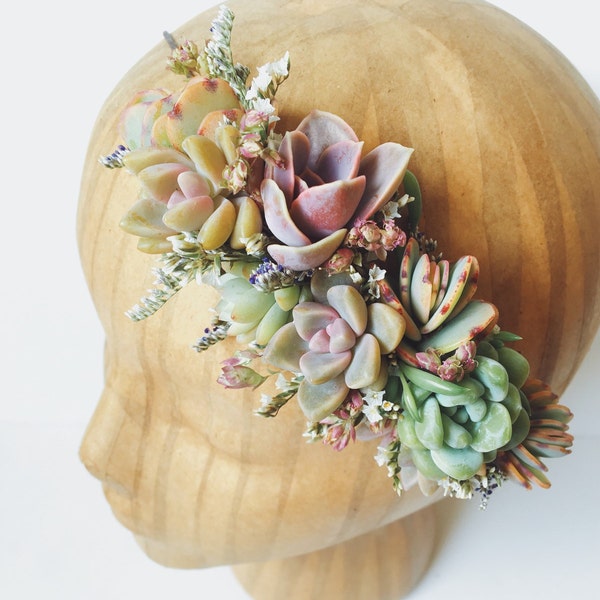 Succulent Bridal Halo // Succulent Crown // Purple and Mint Flower Crown