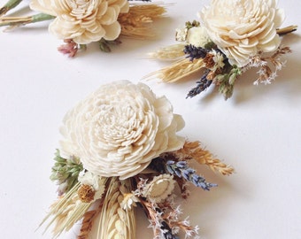 Sola Boutonniere // Harvest Meadow // Wheat Boutonniere