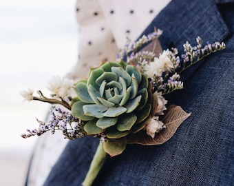 Succulent Boutonnière // Ghost Leaf