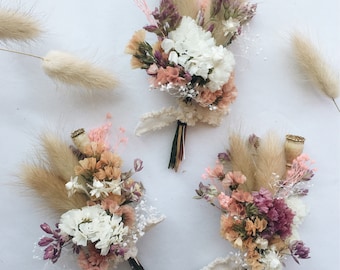 Peach & Plume Boutonniere // Dried Flower Boutonniere