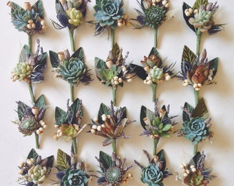 4 Assorted Succulent Boutonnieres