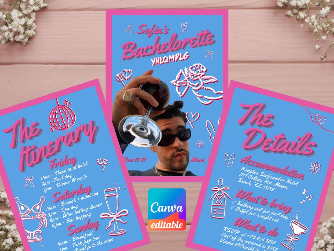 Bad Bunny Bachelorette Invitation for Your Fiesta De Reguetón (editable ...