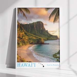 Hawaii Beach Poster: Tropical Island Landscape Art
