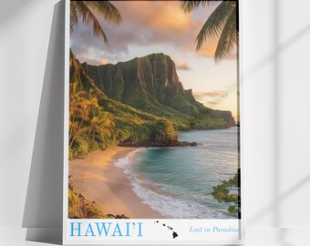 Hawaii Strand Poster: Tropische Insel Landschaftskunst