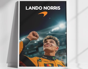 Lando Norris Poster - McLaren F1 Wandkunst, Formel-1-Druck, Rennsport-Dekor für Fans, Weltmeister