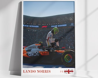Lando Norris Rennsieger Poster – McLaren F1 Wandkunst, Formel 1 Print, Motorsport Dekoration, Weltmeister