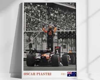 Oscar Piastri Formel 1 Victory Poster | McLaren F1 Wandkunst | Motorsport Poster | Racing Fan Geschenk |