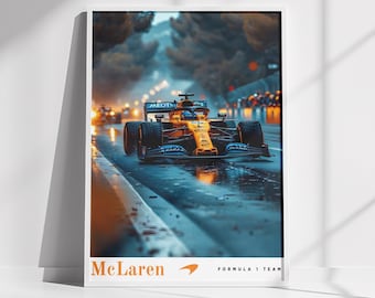 McLaren F1 Racing Car Poster: Moderne Formel 1 Wandkunst