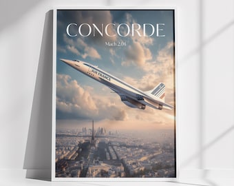 Vintage Concorde Air France Plakat: Supersonic Jet Luftfahrt Kunst