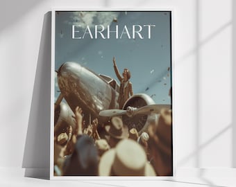 Amelia Earhart Vintage Luftfahrt Poster | Inspirational Pilot Wall Art | Historischer Retro Flugzeug Druck