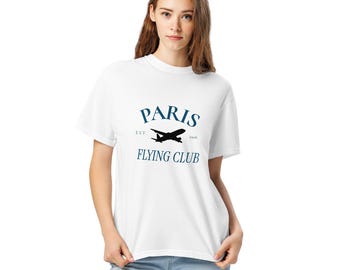 Paris Flying Club Heavyweight Unisex T-Shirt - Klassischer Luftfahrt Stil, Stylisches Pilot T-Shirt