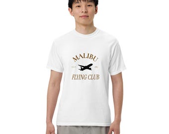 Luftfahrt Malibu Flying Club Schwergewicht Unisex T-Shirt - Klassischer Luftfahrt Stil, Stilvolles Pilot T-Shirt
