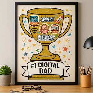 Trophée créatif de la fête des pères pour les enfants - Cadeau bricolage imprimable de l'enfant - Alternative à une carte amusante