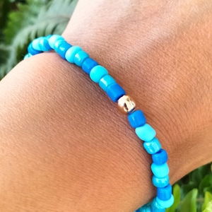 Pulseras de cuentas azules mixtas, pulsera de cuentas con letras personalizadas, pulseras de la amistad con nombre personalizado, joyería hecha a mano para niños y mujeres.